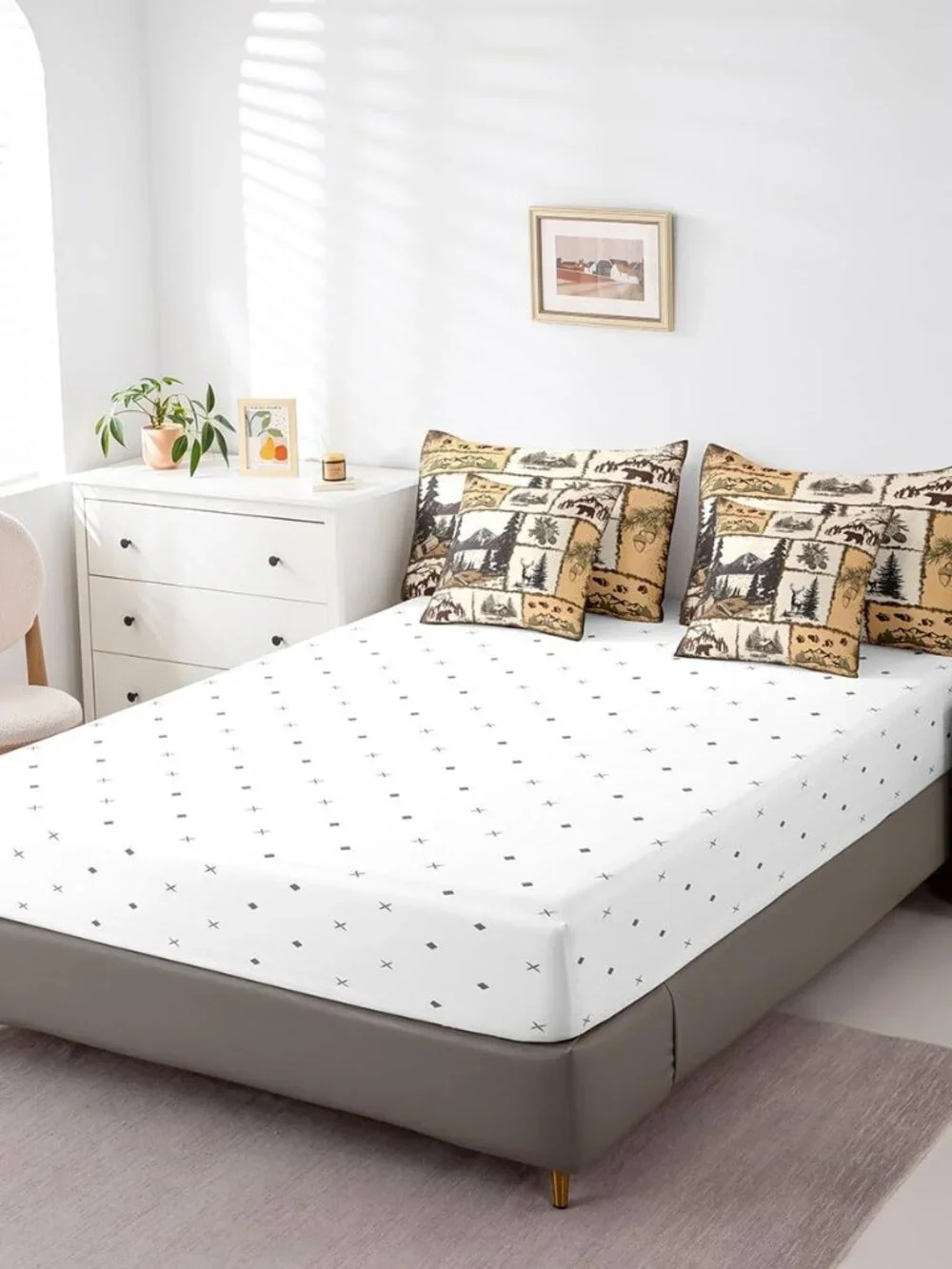 Rustic Cabin Country 7 Pieces Bedding Set, for Kids Boys Girls Deer Bed in a Bag